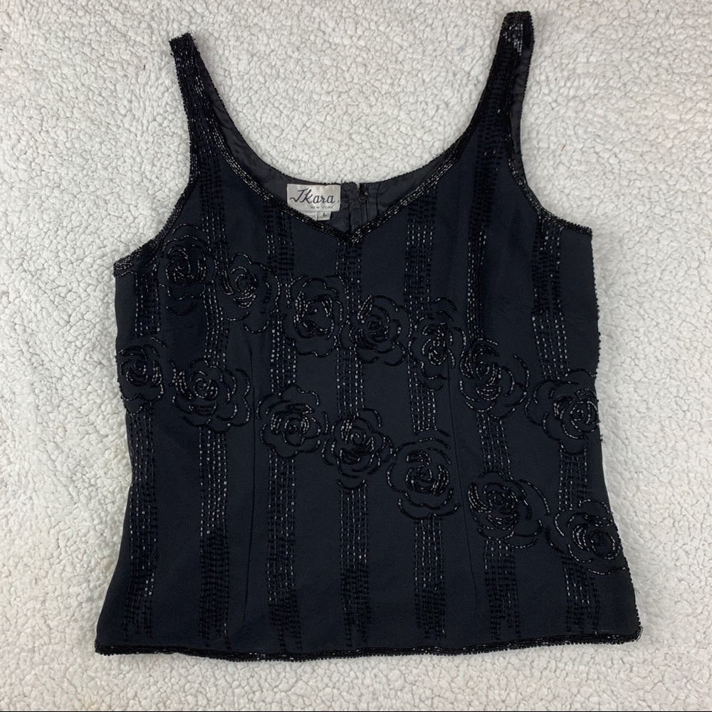 Jkara Beaded Sleeveless Top Size L